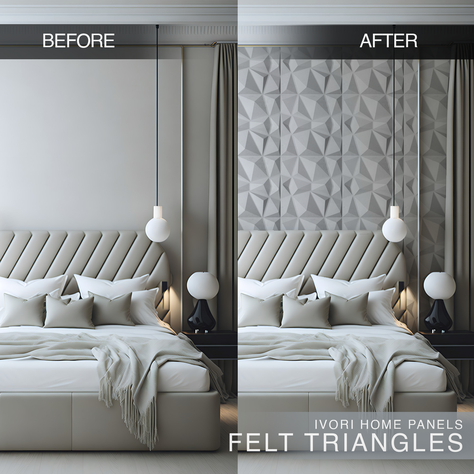 IVORI™ Felt Triangles Lux Wall Panel (6 pc set)