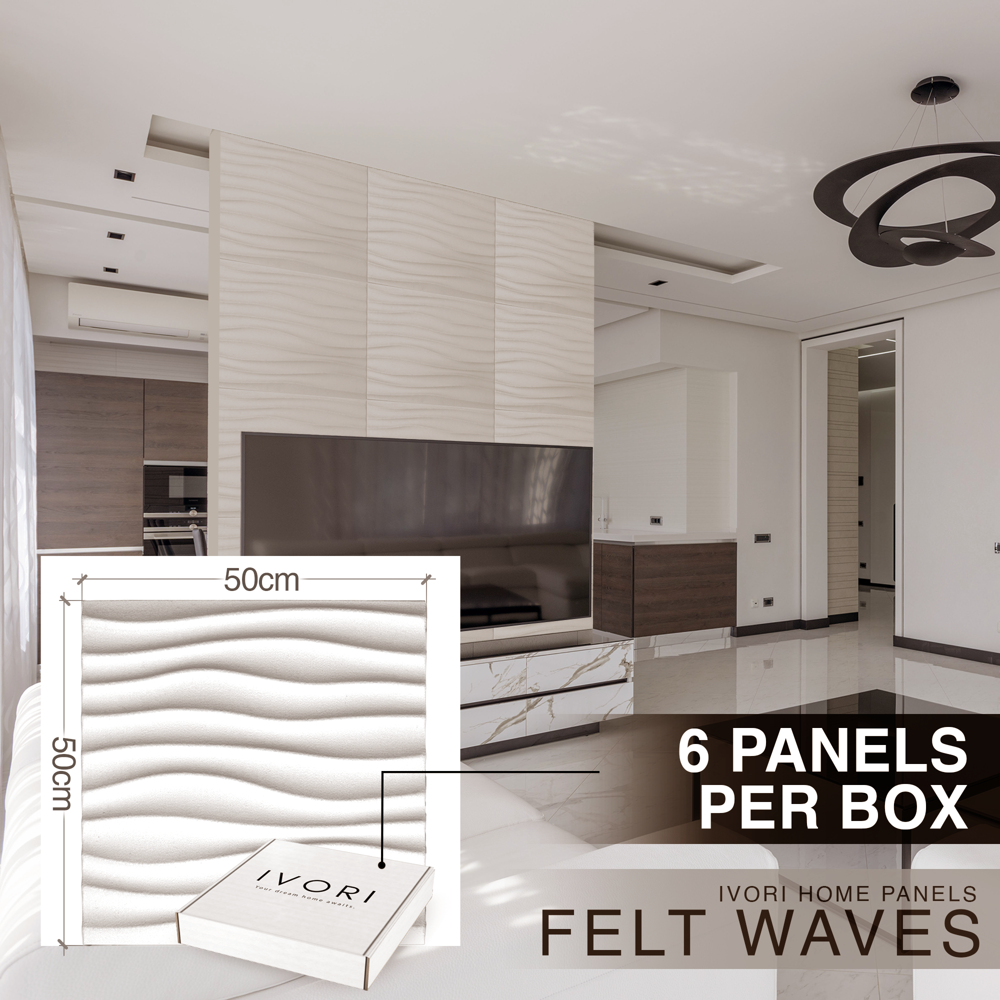 IVORI™ Felt Waves Lux Wall Panel (6 pc set)