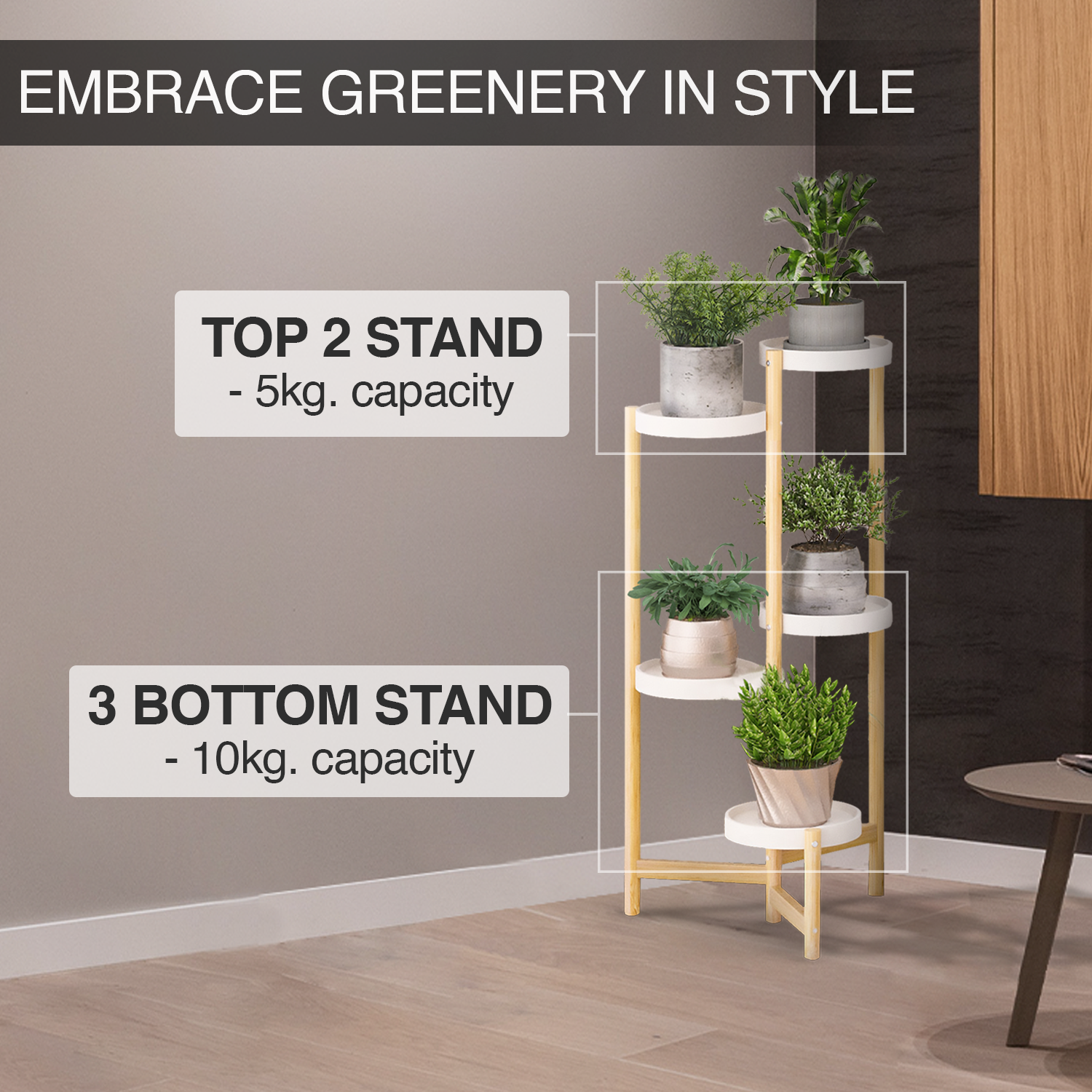 Bamboo Haven 5-Tier Corner Plant Stand: Greenery Display Rack