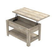 Concealed Transitional Wood Rectangle Lift Top Coffee Table