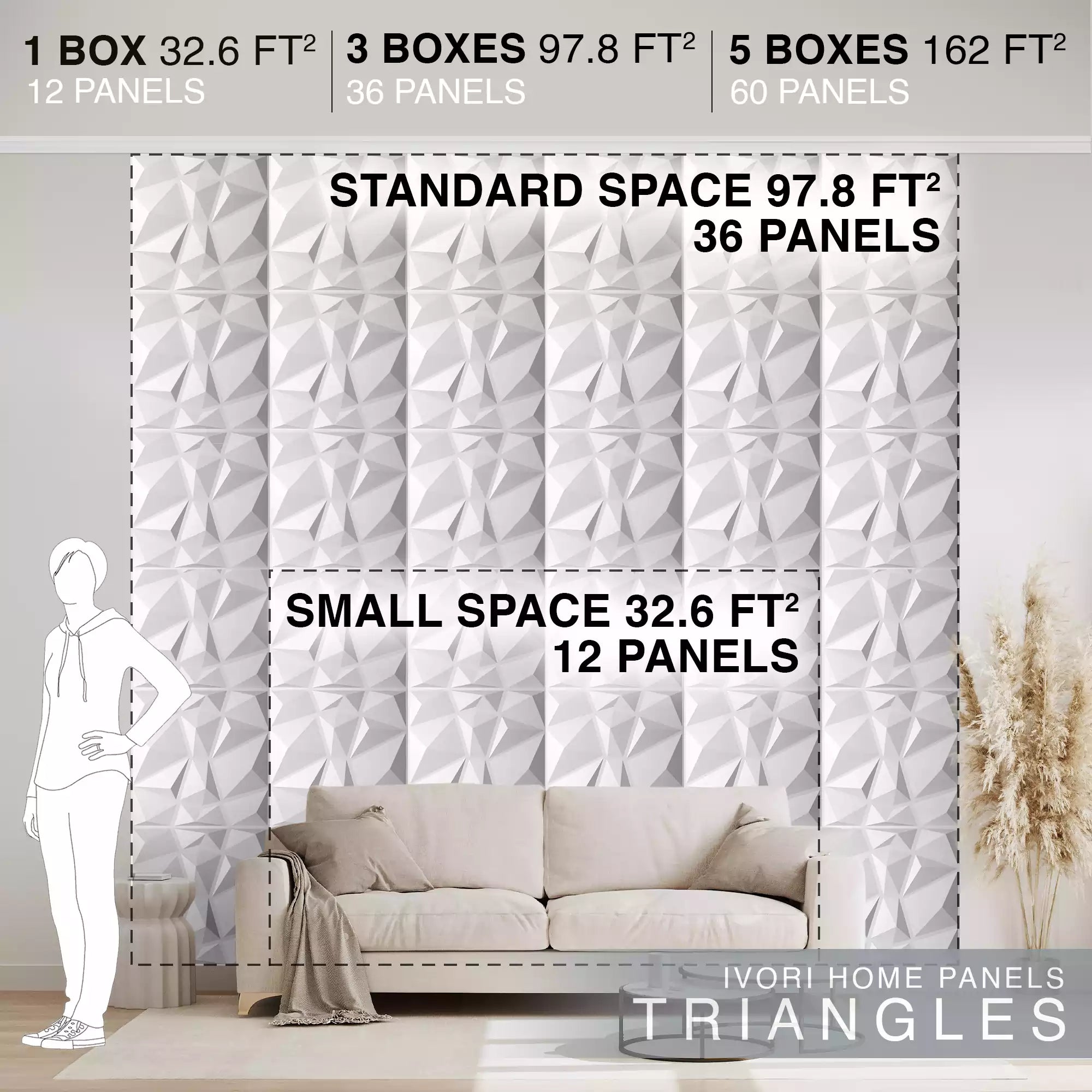 IVORI™ Triangles Lux Wall Panel  (12 pc set)