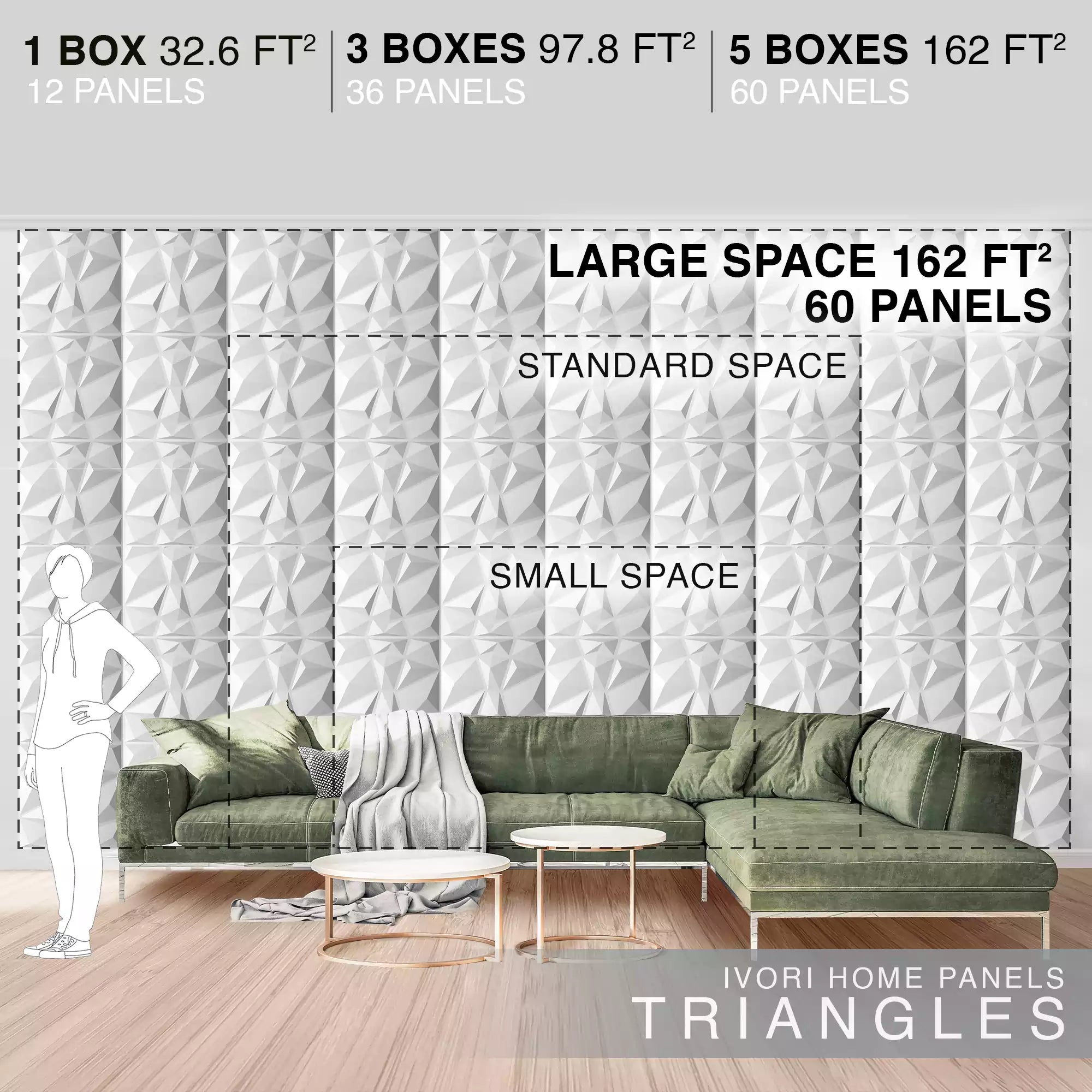 IVORI™ Triangles Lux Wall Panel  (12 pc set)